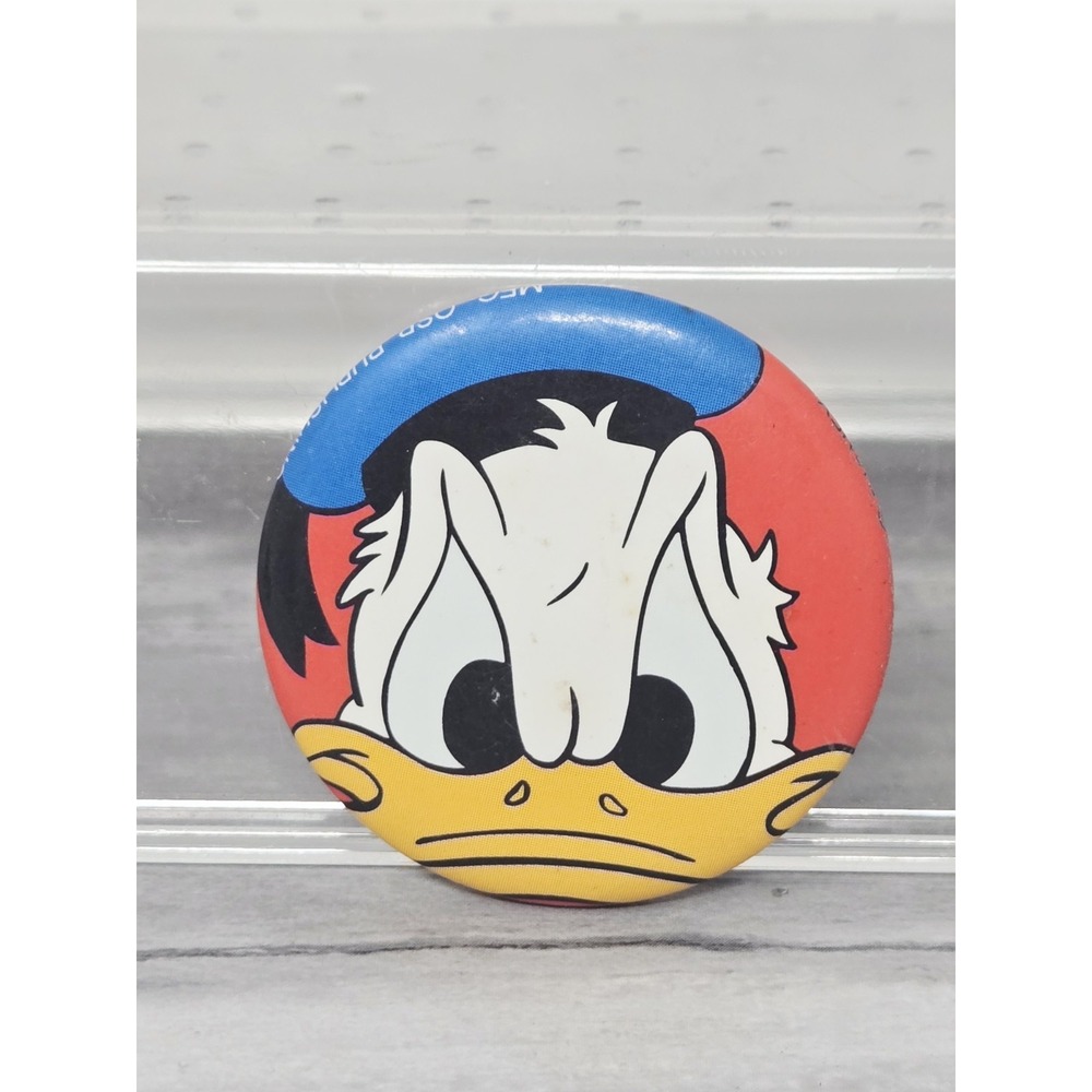 Vtg 1970 1980 Disney Donald‎ Duck Patina Pinback Donald Duck Shirt Lapel 2 Inch